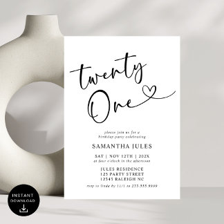 Modernes, elegantes 21. Geburtstagsfest-Party Einladung