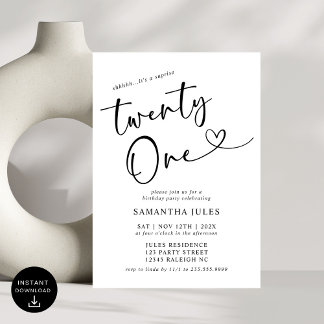 Modernes, elegantes 21. Geburtstagsfest-Party Einladung