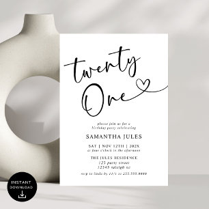 Modernes, elegantes 21. Geburtstagsfest-Party Einladung