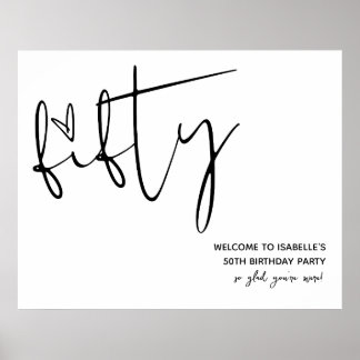 Modernes, elegantes 50. Geburtstagszeichen Poster