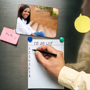 Modernes elegantes Abschluss Script-Foto Magnet