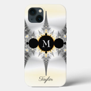 Modernes, elegantes Abstraktes Silver Fraktal Mono Case-Mate iPhone Hülle