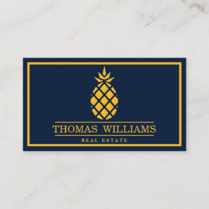 Modernes elegantes Ananas-Logo im schwarzen Hinter Visitenkarte