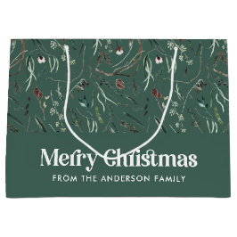 Modernes, elegantes Aquarellgrün Weihnachten Große Geschenktüte