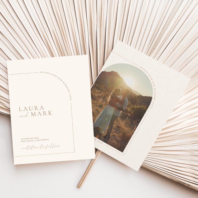 Modernes elegantes Arch-Foto Save the Date (Von Creator hochgeladen)