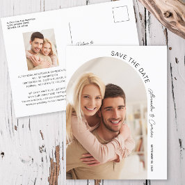 Modernes elegantes Arch Script-Foto Save the Date Postkarte
