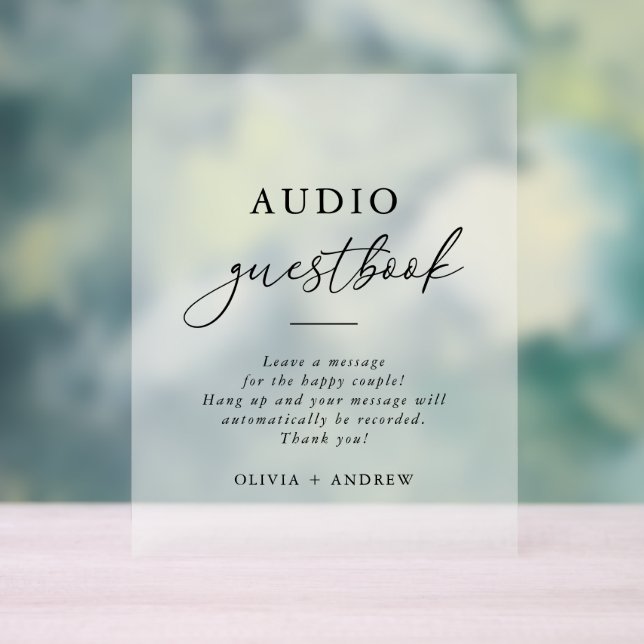Modernes Elegantes Audio Gästebuch Acrylschild (Neutral)