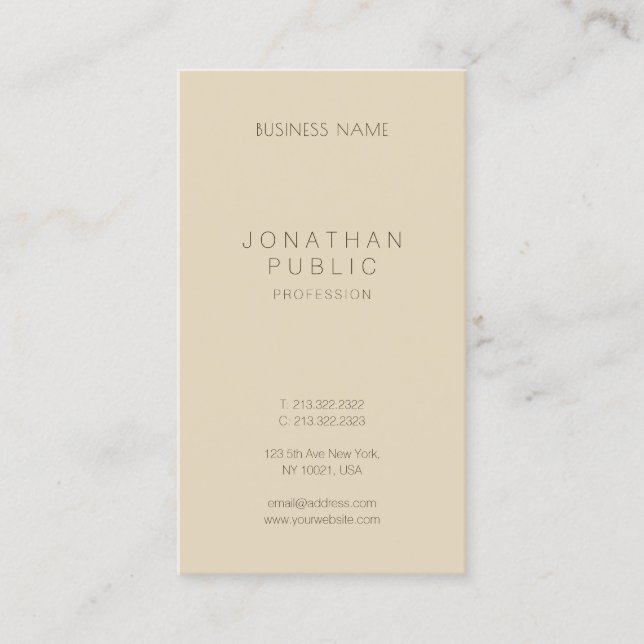 Modernes elegantes Beige-Template Visitenkarte (Vorderseite)