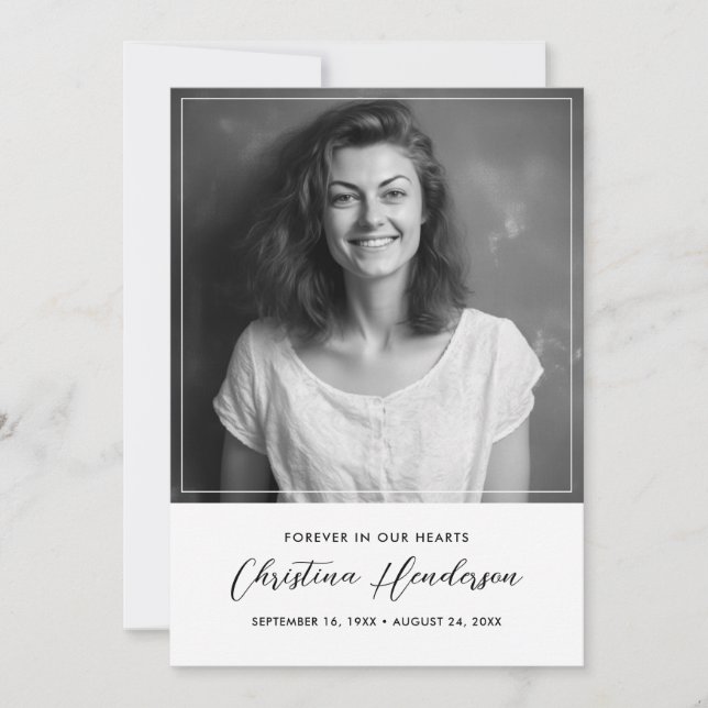 Modernes elegantes Beileid Beerdigung Foto Dankeskarte (Vorderseite)