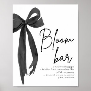 Modernes elegantes Black Bow Bloom Bar Sign Poster