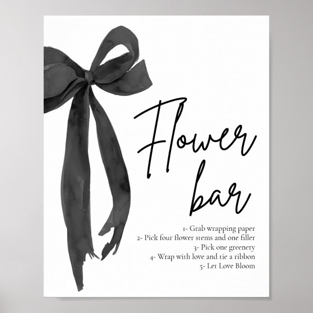 Modernes, elegantes Black Bow Blume Bar Poster (Vorne)