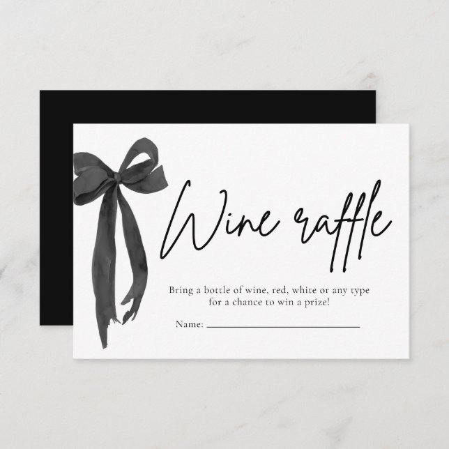 Modernes elegantes Black Bow Raffle Game Ticket Einladung (Vorne/Hinten)