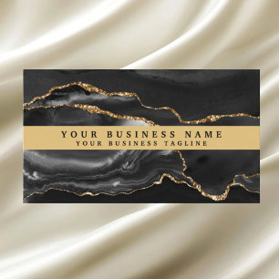 Modernes elegantes Black Gold Agate Visitenkarte