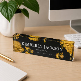 Modernes elegantes Black Gold Desk Name Plate Namensplakette