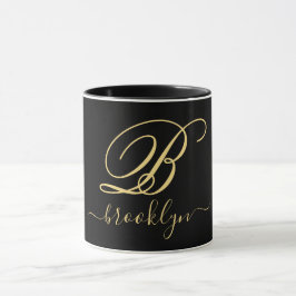 Modernes elegantes Black Gold handgeschriebenes Mi Tasse