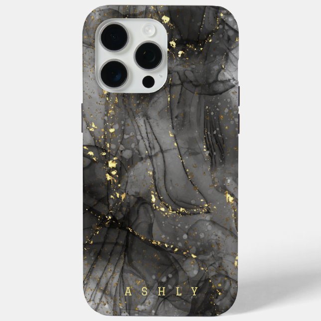 Modernes elegantes Black Gold Marble Case-Mate iPhone Hülle (Rückseite)
