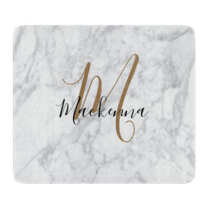 Modernes elegantes Black Gold Monogram Luxury Marm Schneidebrett