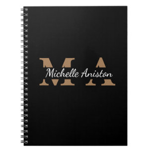 Modernes, elegantes Black-Gold Monogramm Minimalis Notizblock