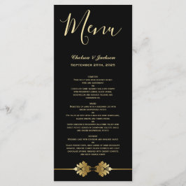 Modernes elegantes Black Gold Wedding Menü Menükarte