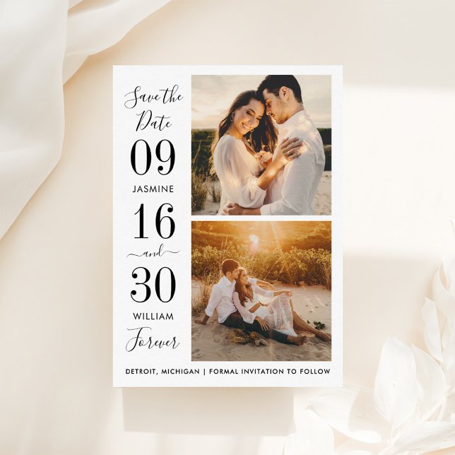 Modernes Elegantes Black Wedding Foto Save The Date (Von Creator hochgeladen)