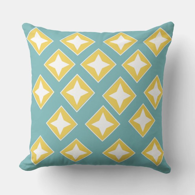 Modernes, elegantes, blau-gelbes Muster niedlich Kissen (Vorderseite)