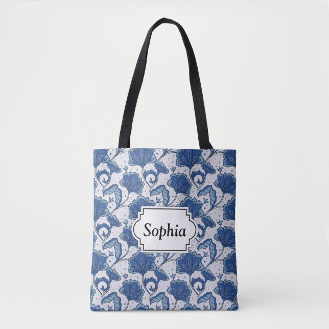 Modernes elegantes blaues Batikmuster (Vorderseite)