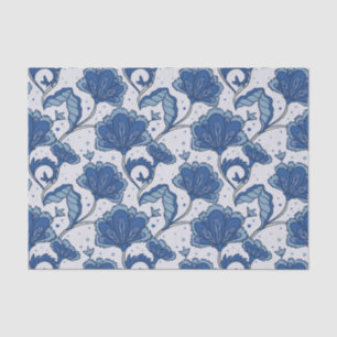 Modernes elegantes blaues Batikmuster Seidenpapier