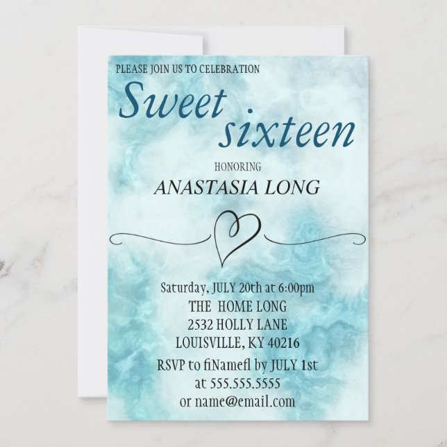 Modernes, elegantes blaues Marmor Save the Date (Vorderseite)