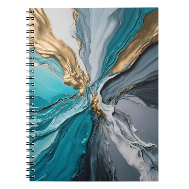 Modernes elegantes Blue Gold Marble Spiralnotebook Notizblock (Vorderseite)
