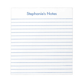 Modernes Elegantes Blue Lined Personalisiert Notizblock