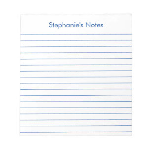 Modernes Elegantes Blue Lined Personalisiert Notizblock