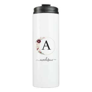 Modernes, elegantes, Blume-Circle, Monogramm - Nam Thermosbecher