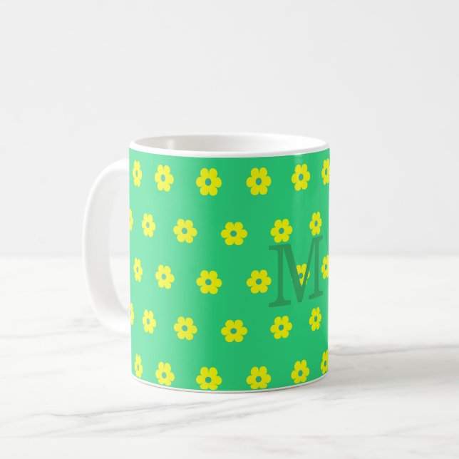 Modernes, elegantes, blumengeschmücktes Muster Kaffeetasse (Vorderseite Links)