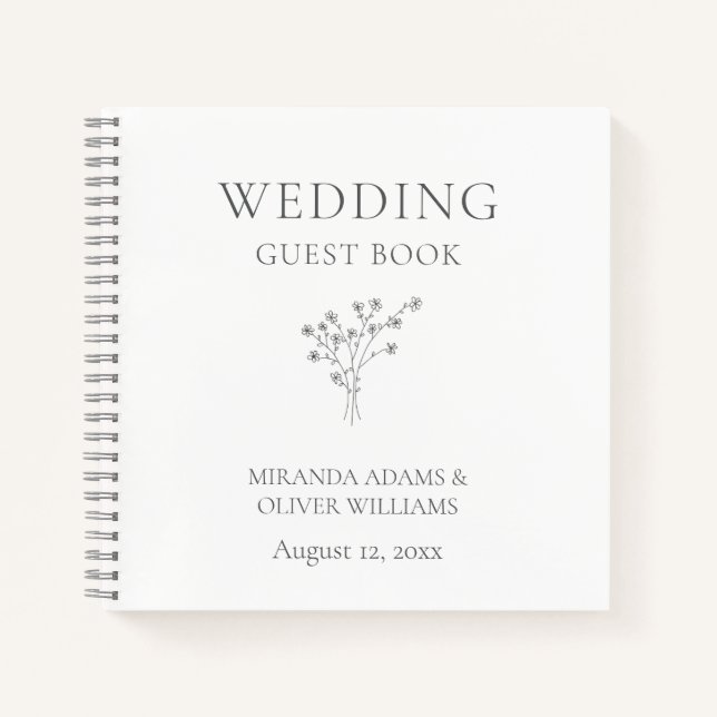 Modernes, elegantes Blumenstrauß-Gästebuch Notizbuch (Vorderseite)