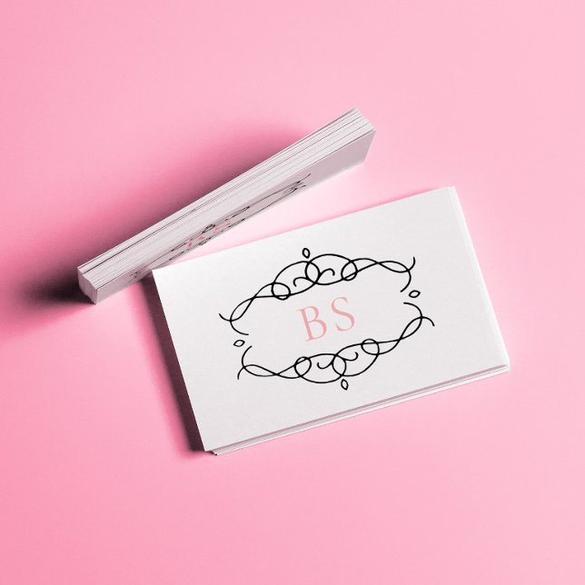 Modernes elegantes Boho Black Frame Monogramm Visitenkarte (Von Creator hochgeladen)