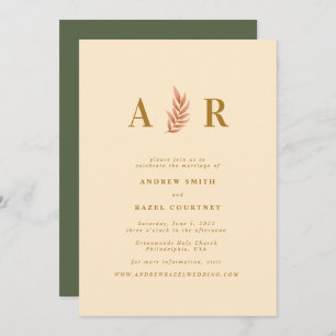 Modernes elegantes Boho Wedding Monogram Einladung