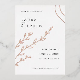 Modernes elegantes botanisches Save the Date Folieneinladung