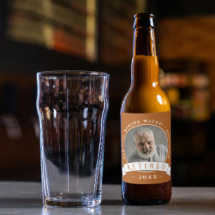 Modernes elegantes Braun Rereifen Man Großvater Fo Bierflaschenetikett