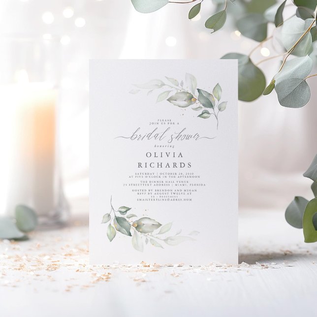 Modernes elegantes Brautparty im Grünen Einladung (Minimalist Greenery Bridal Shower Invitations)