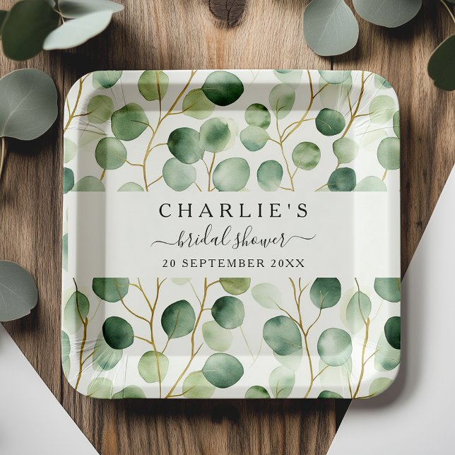 Modernes elegantes Brautparty im Grünen Pappteller (Von Creator hochgeladen)