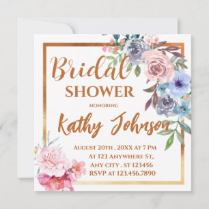 Modernes elegantes Brautparty mit floralen Farben Einladung