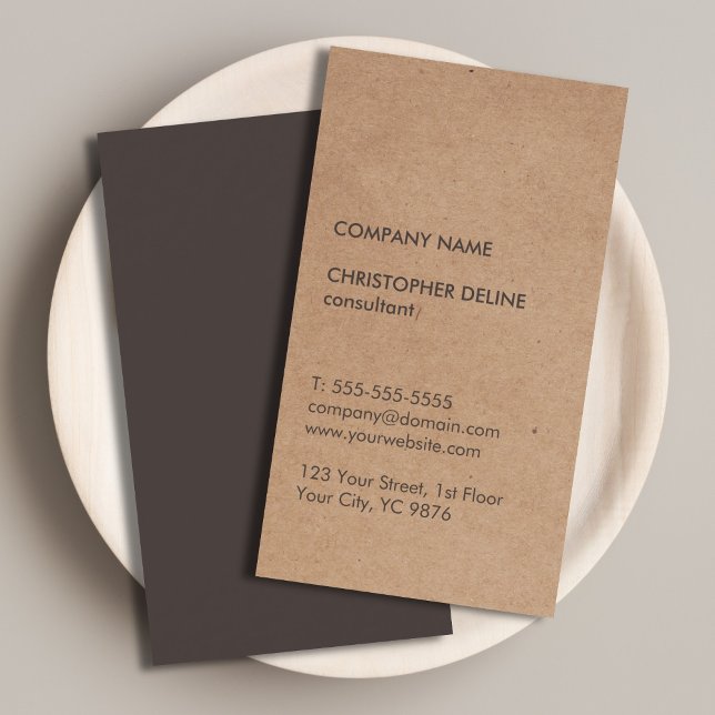Modernes elegantes Brown Kraft Paper Consultant Visitenkarte (Von Creator hochgeladen)