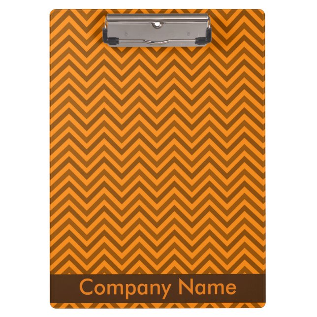 Modernes elegantes Brown & Orange Zigzag Company L Klemmbrett (Vorderseite)