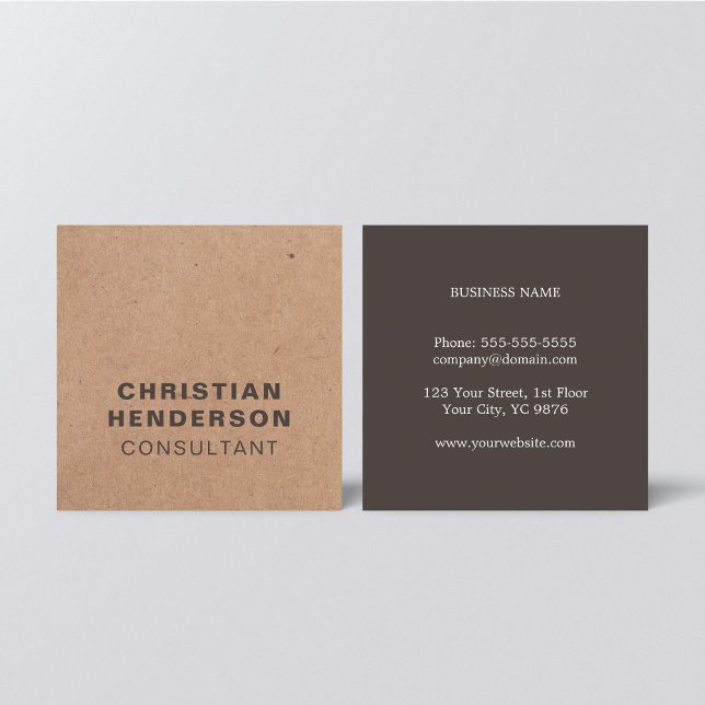 Modernes elegantes Brown White Kraft Paper Consult Quadratische Visitenkarte (Von Creator hochgeladen)