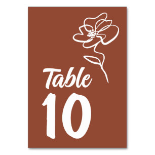 Modernes & elegantes Burnt Orange Blumendesign Tischnummer