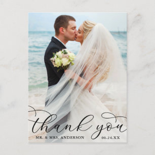 Modernes elegantes Calligrafy Foto Wedding Vielen  Postkarte