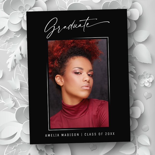 Modernes Elegantes Calligrafy Ink Script Grad Foto Postkarte (Von Creator hochgeladen)