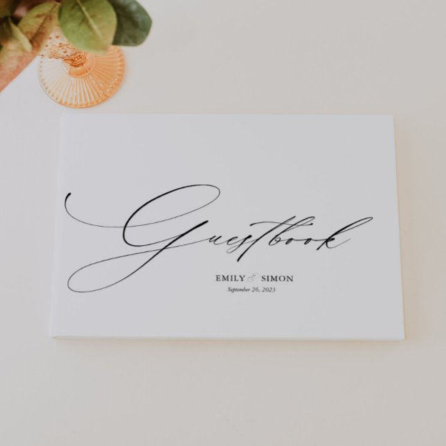 Modernes elegantes Calligraphy Wedding Guest Book Gästebuch (elegant wedding guest book, modern script, dainty calligraphy wedding guestbook, simple guest book)