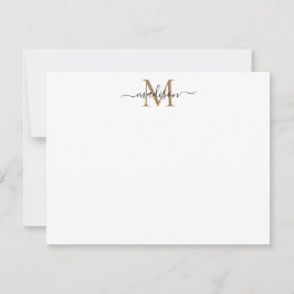Modernes elegantes Chic Girly Script Gold Monogram Mitteilungskarte
