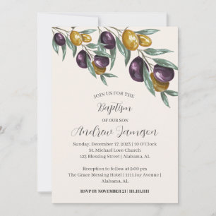 Modernes elegantes Christliches Blumenkreuz Tauf Einladung